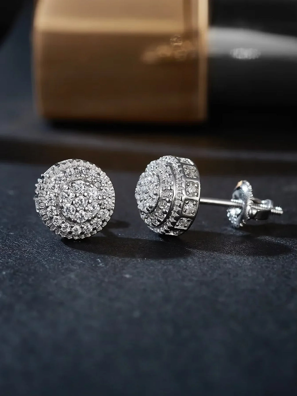 925 Sterling Silver Moissanite Round Stud Earrings - Wedding Birthday Gift