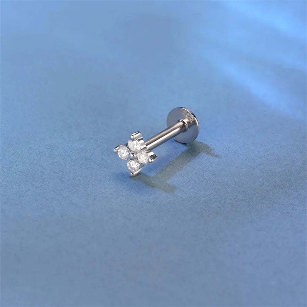 925 Sterling Silver Moissanite Stud Earrings Screw Back Four Claw Small Classic Fashion Jewelry