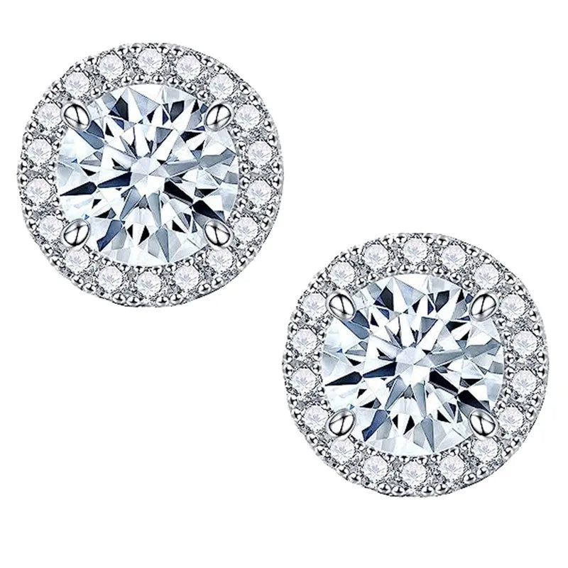 925 Sterling Silver Moissanite Stud Earrings 0.5/1 Ct Round Screw Unisex