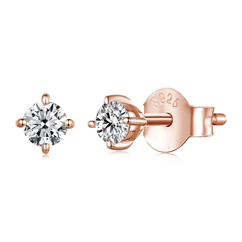 925 Sterling Silver Moissanite Stud Earrings VVS1 Lab Diamond Gift Unisex Party