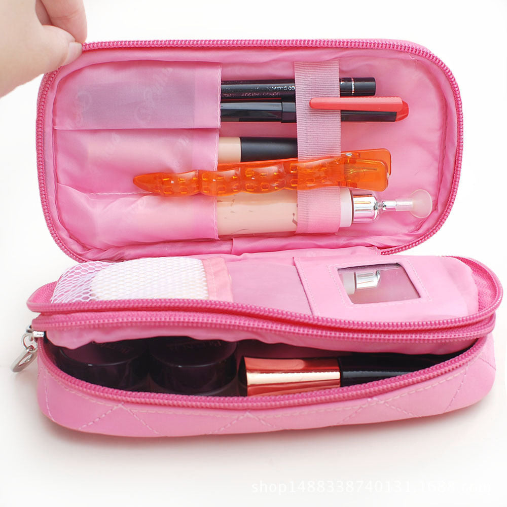 Nylon Cosmetic Bag, Waterproof Geometric Rhombus Cosmetic Wash Bag, makeup bag with compartments for College Dorm Camp Gym