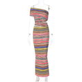 Women's Fashion Printed Hollow Open Back Split Dress
