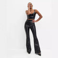 New sexy Red leather Flared Pants Women