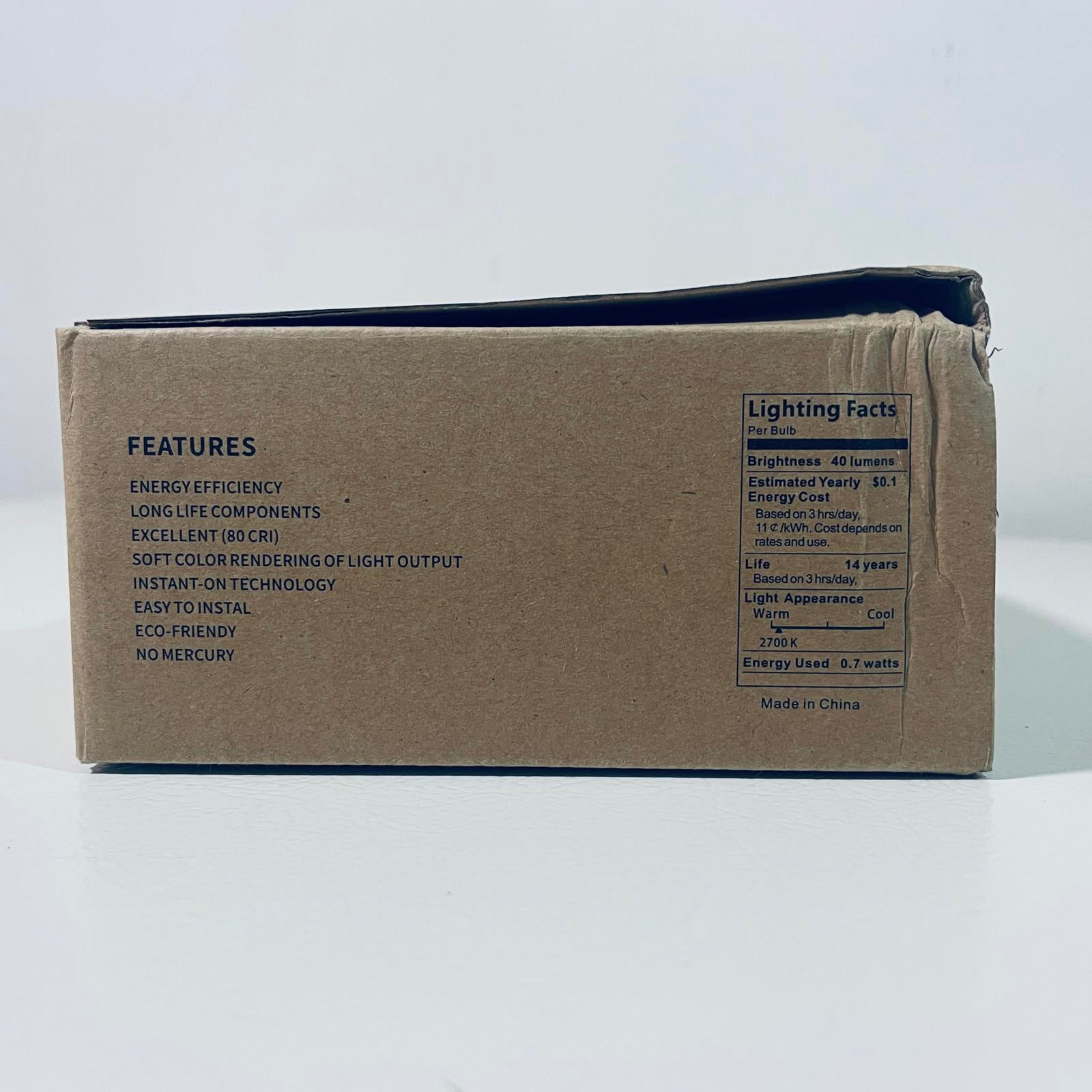 LED Filament Light Bulbs 25-Pack E17 Base 0.7W 40LM