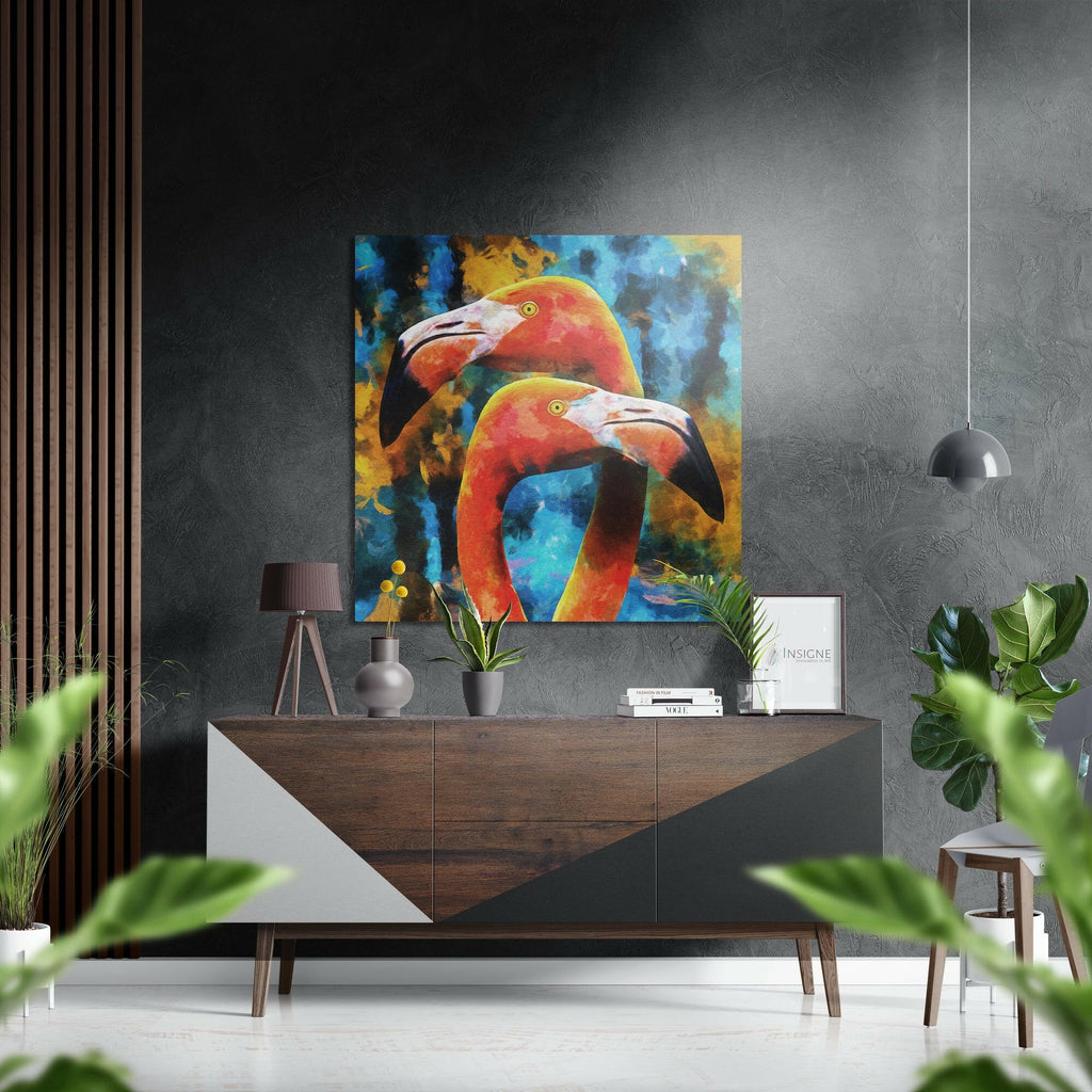 Flamingos Brushed Aluminium Dibond Wall Art
