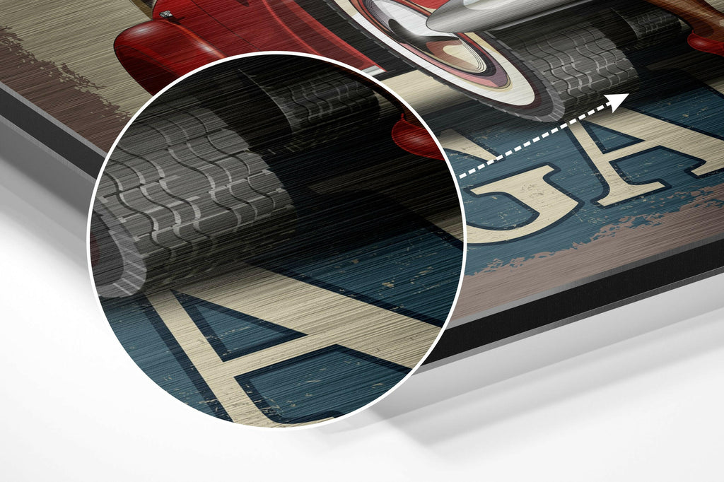 Vintage Garage Brushed Aluminium Dibond Wall Art