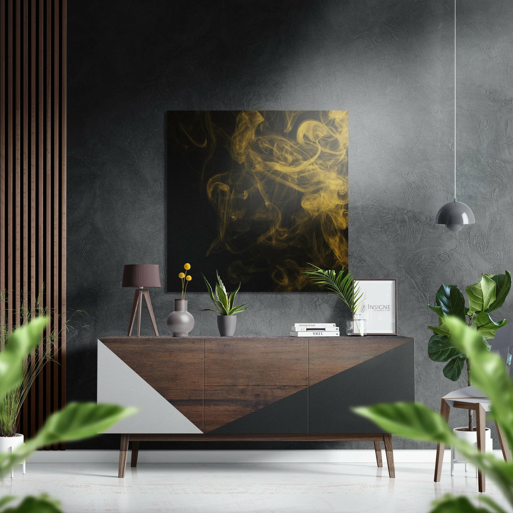 Yellow Smoke Brushed Aluminium Dibond Wall Art