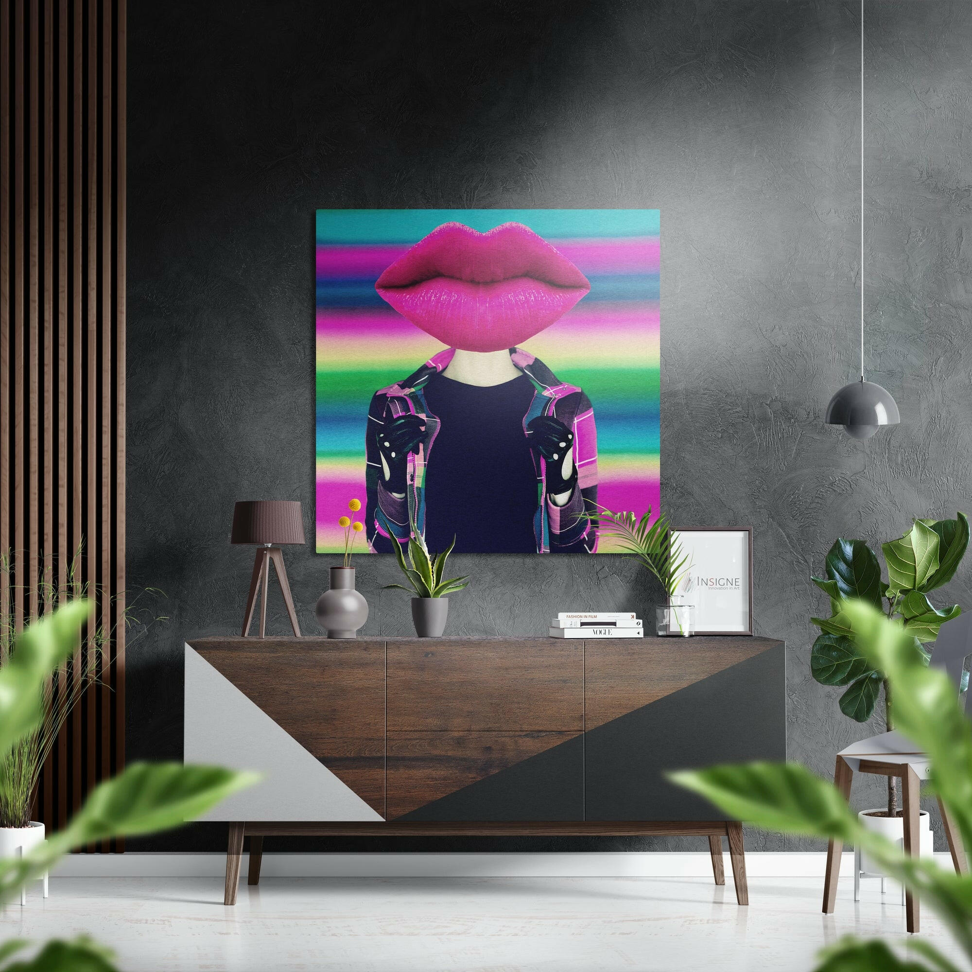 Lip Head Brushed Aluminium Dibond Wall Art