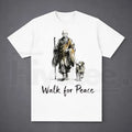Aesthetic "Walk For Peace" Zen T-Shirt – Minimalist Monk & Dog Graphic Tee
