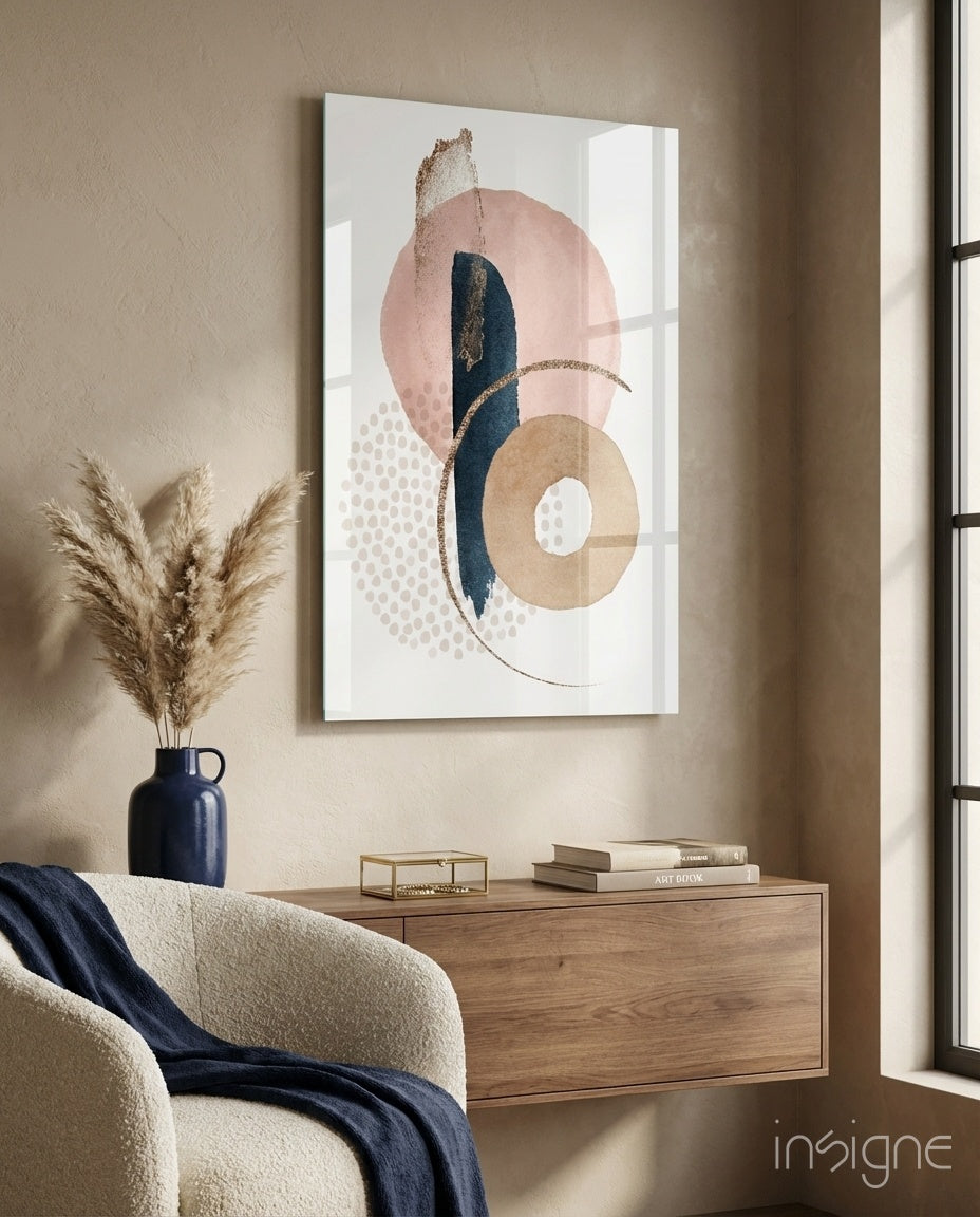 Abstract Shapes Glass Wall Art