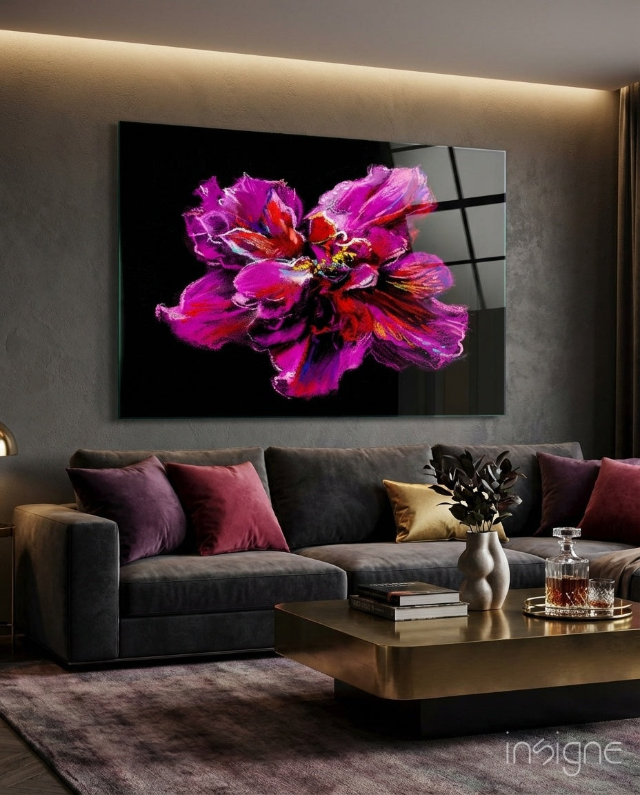 Purple Flower Glass Wall Art