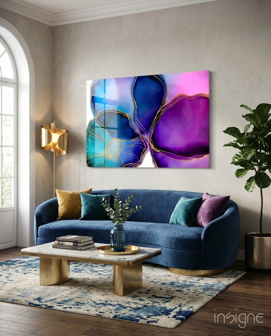 Abstract Shapes Glass Wall Art