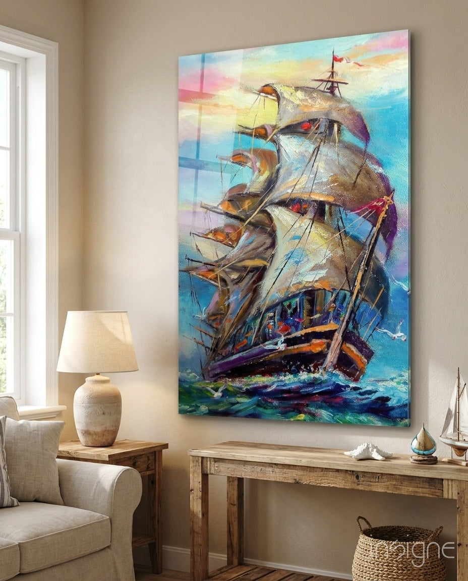Sailboat Glass Wall Art