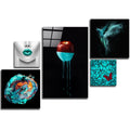 Turquoise Combined Glass Wall Art