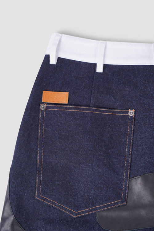 Camouflage Vegan Leather Denim Cargo Jeans Shorts