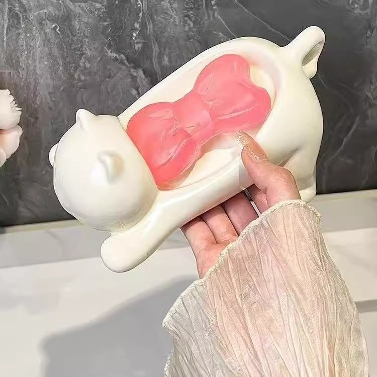 Pet Cat Drainage Bathroom Accessories Soap Anti Slip Dish