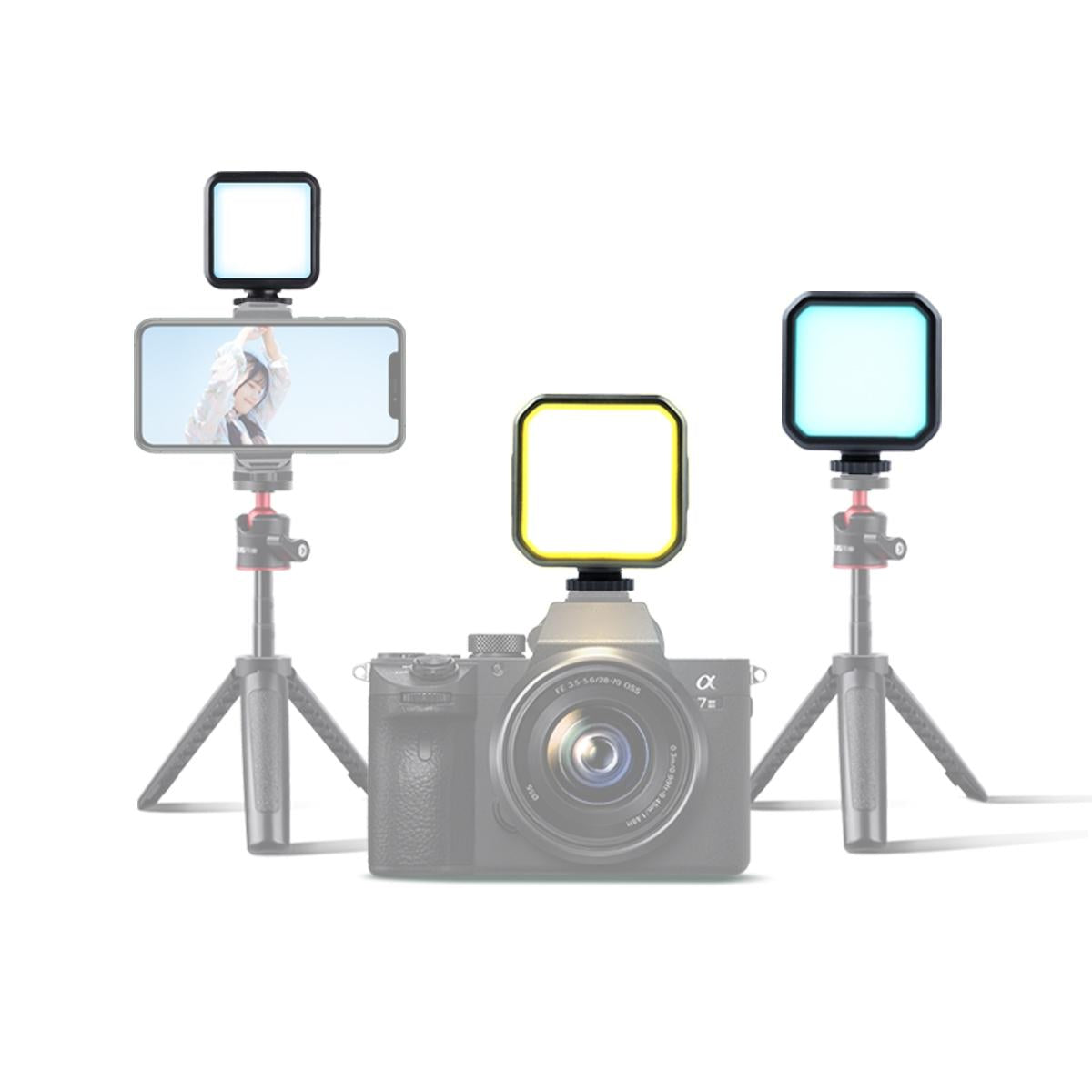 NNEIDS Handheld Camera Led Light With Remote - Full Colour Beauty Fill - Black