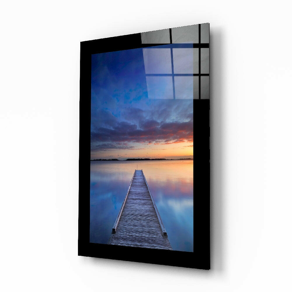Sunset on the Dock Glass Wall Art