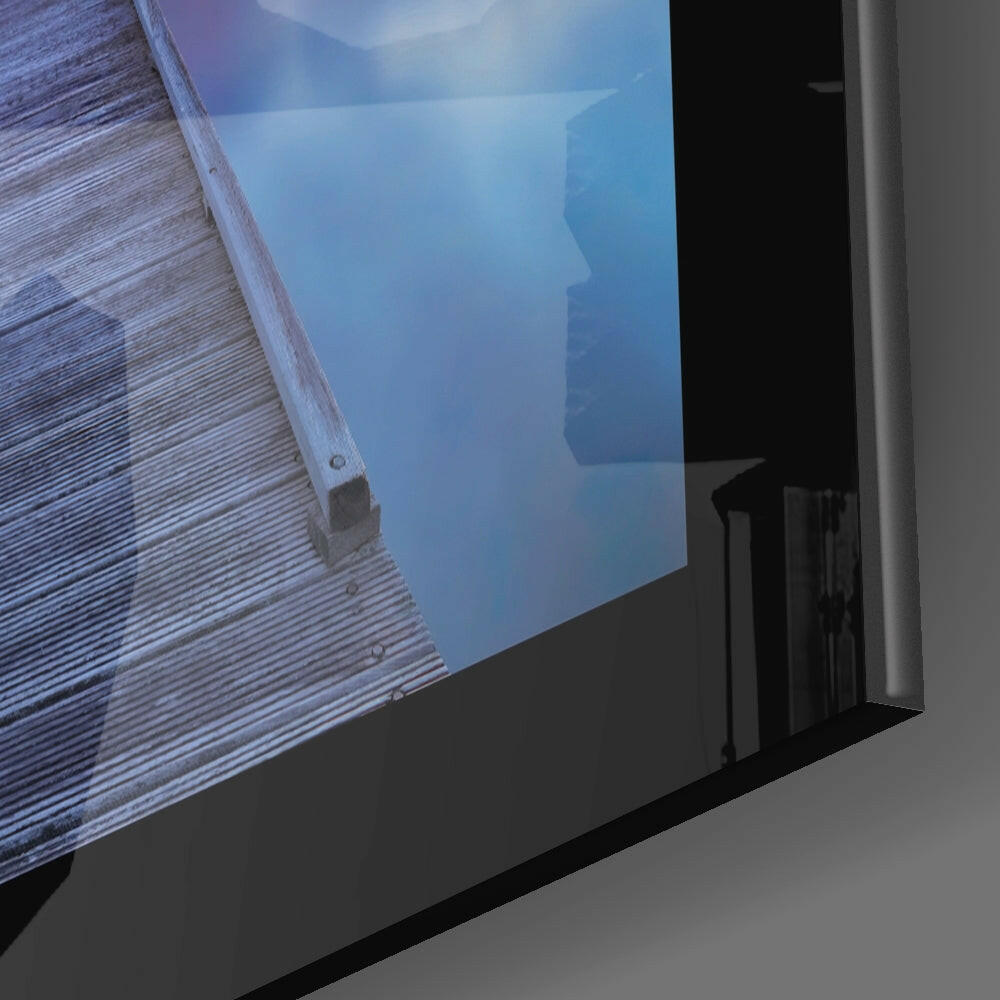 Sunset on the Dock Glass Wall Art