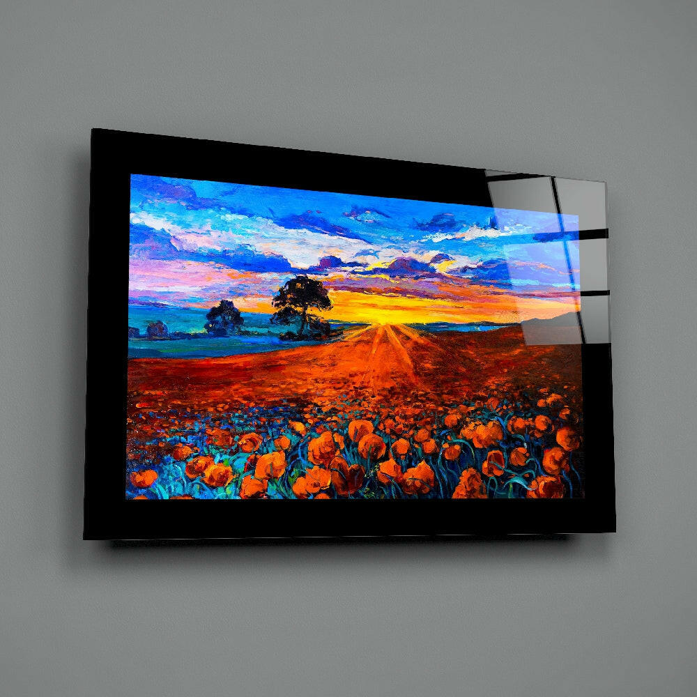 Poppy Field Glass Wall Art
