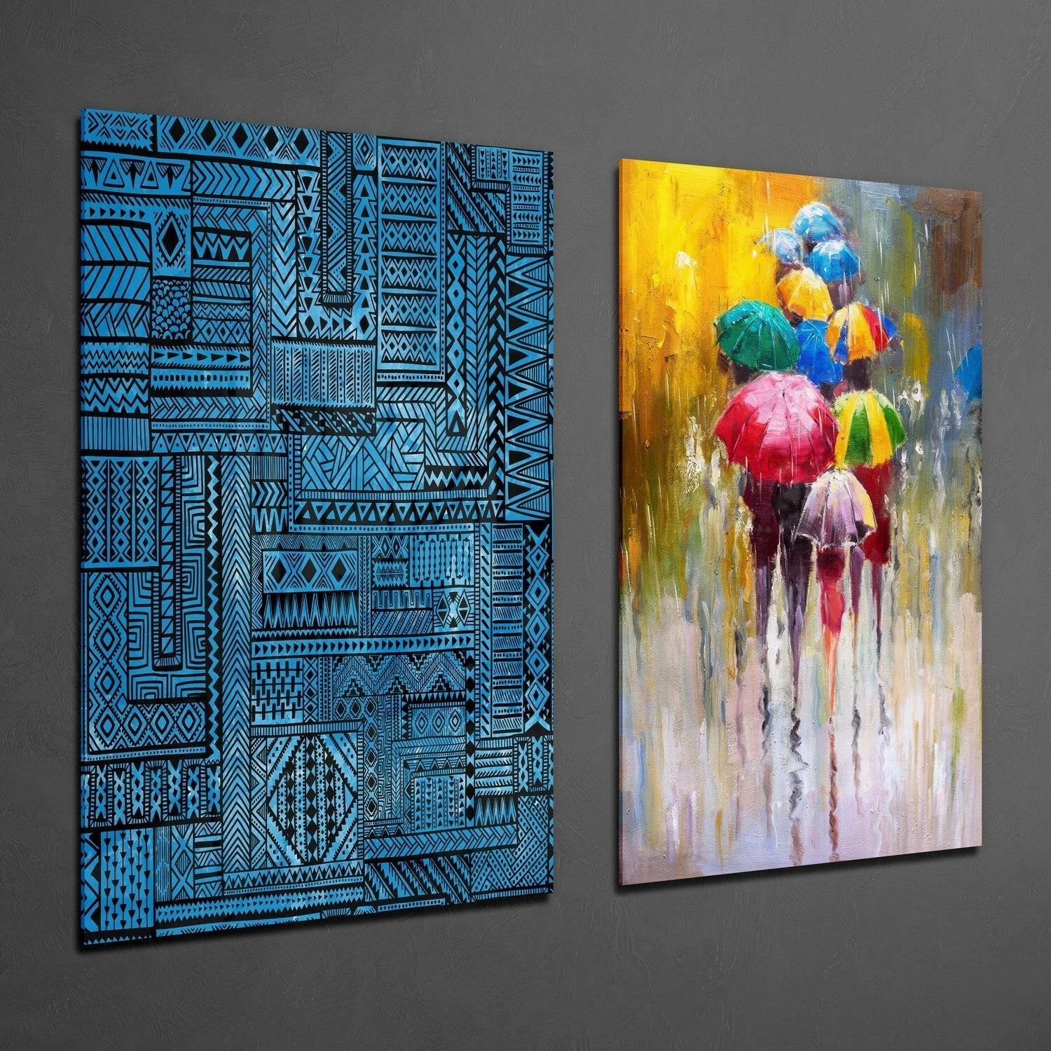 Umbrellas 2 Pieces Combine Glass Wall Art