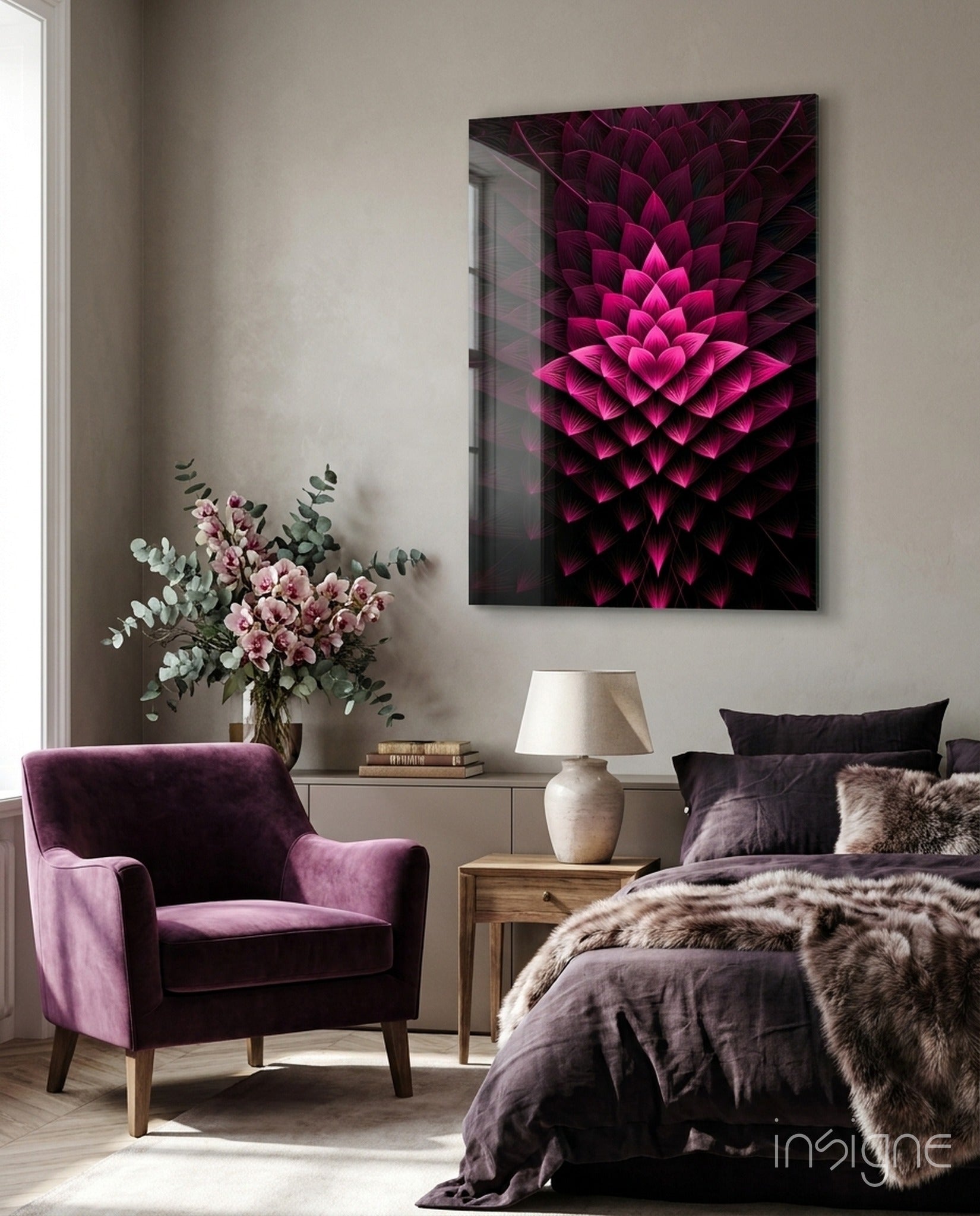 Flower of Luck Glass Wall Art|| Designer's Collection