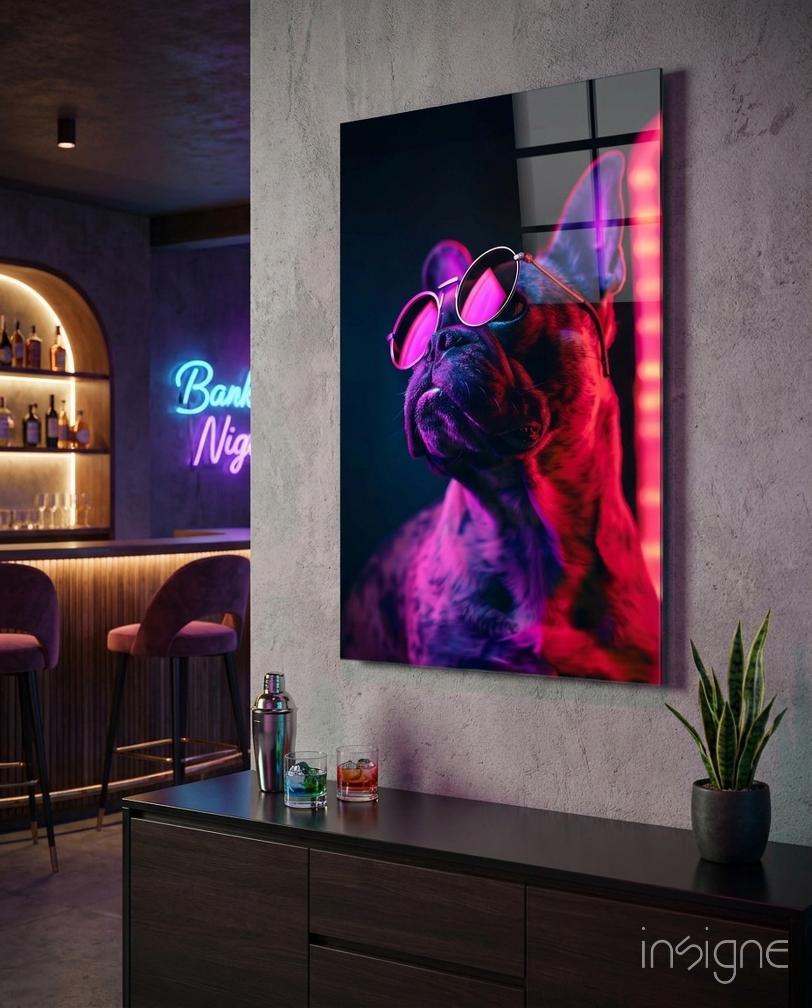 Dog with Glasses Glass Wall Art || Designer Collection