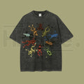 Dancing Frog Vintage Washed T-Shirt – Batik Cotton Oversized Funny Graphic Tee