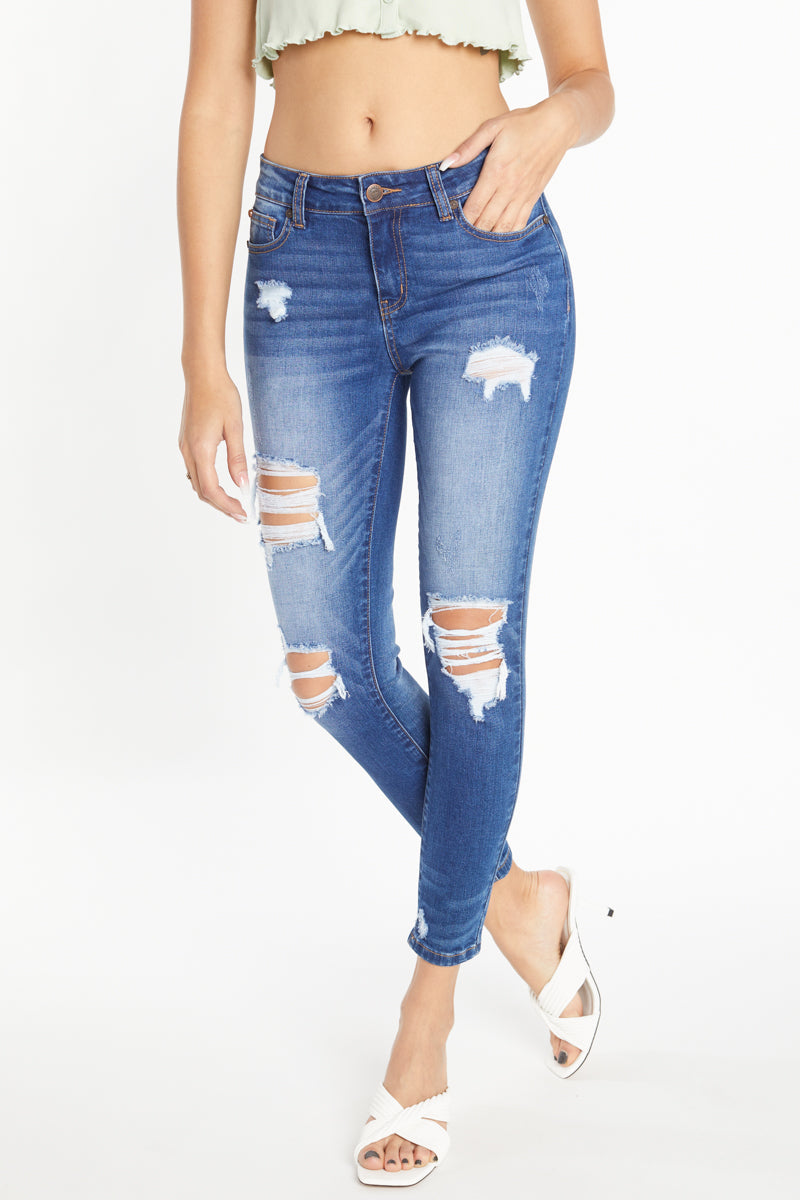 Destructed Ankle Skinny Jeans