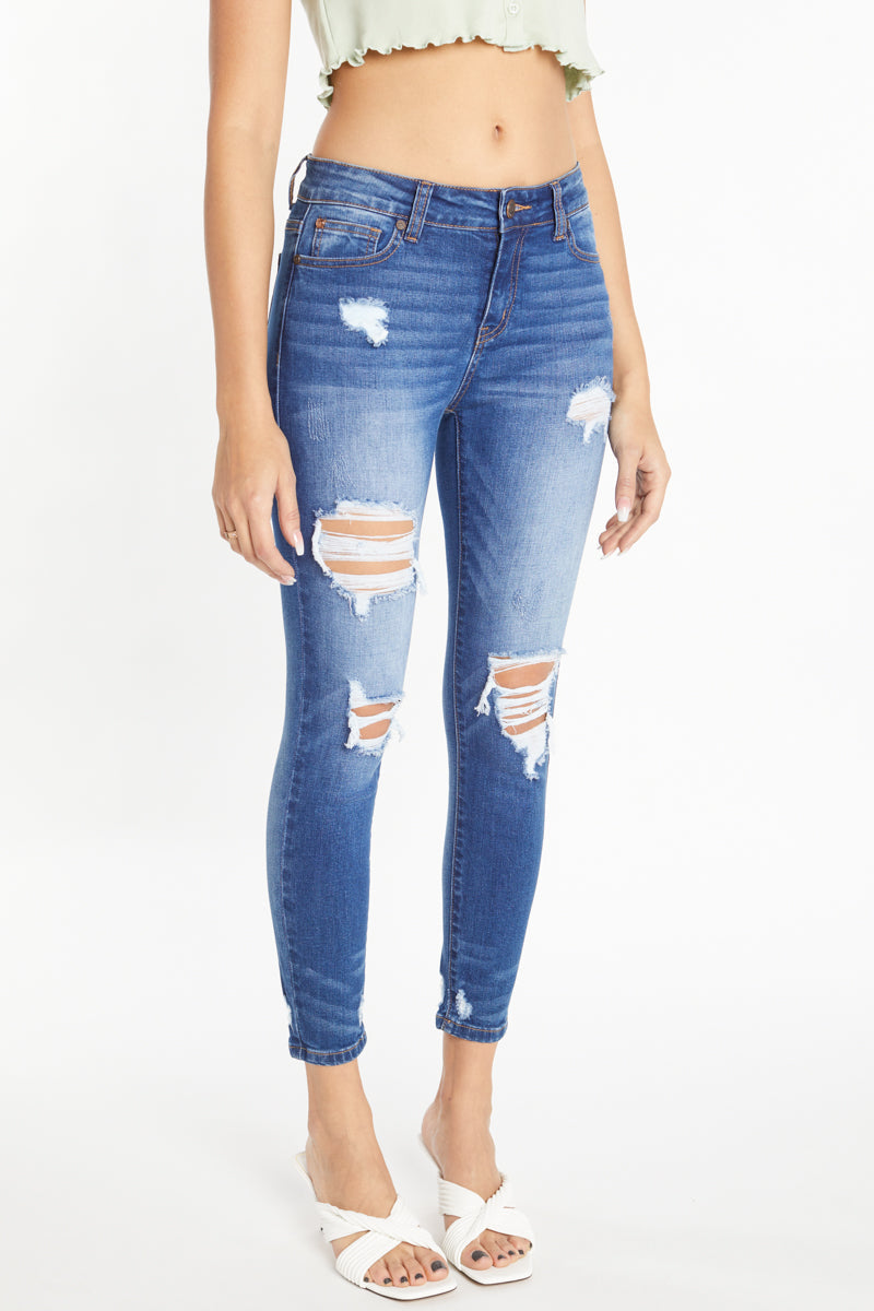 Destructed Ankle Skinny Jeans