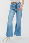 High Rise Destructed Wide Leg Jeans