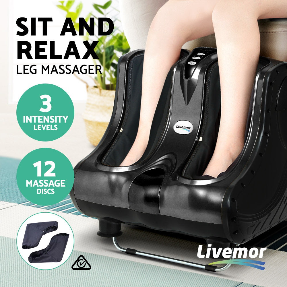 NNEDSZ Foot Massager Ankle Calf Leg Massagers Shiatsu Kneading Rolling Black