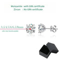 GRA GIA Certified Moissanite Stud Earrings 0.2-2CT VVS1 4-Claw Sterling S925