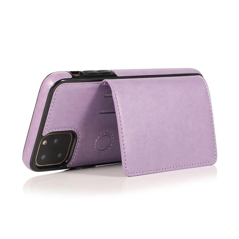 Leather Wallet Case For iPhone 11 Pro Max XS Max XR X 8 7 6S 6Plus 5 5S With Stand Card Pocket Case Cover Shockproof Texture PU Leather  Wallet Cover