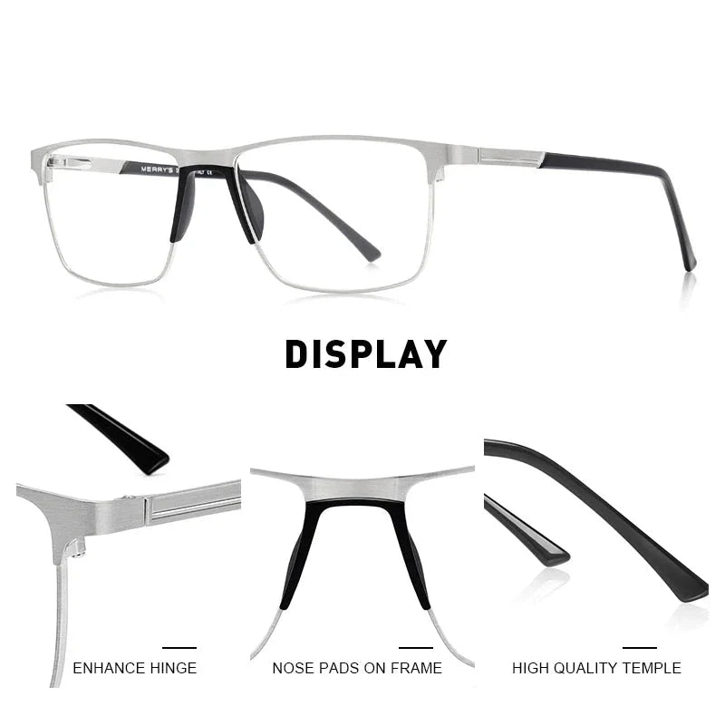 MERRYS DESIGN Men’s Titanium Glasses – Ultralight Square Prescription Frame