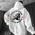 "Hang In There It Gets Worse" Monkey Print Hoodie
