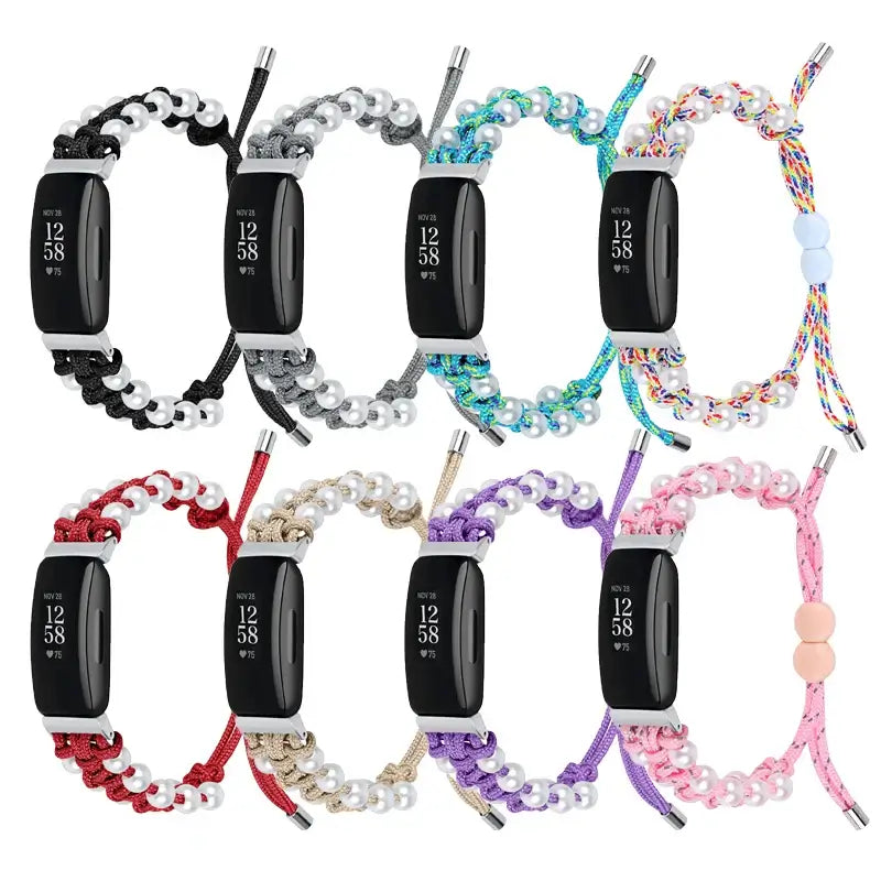 Fitbit Inspire 3, 2, 1, HR Braided Bead Band - Stylish Strap