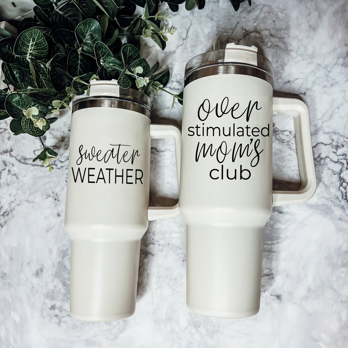 Insulated 40oz Travel Mug With Handle, Lid & Straw - Sweater Weather Fall Mug