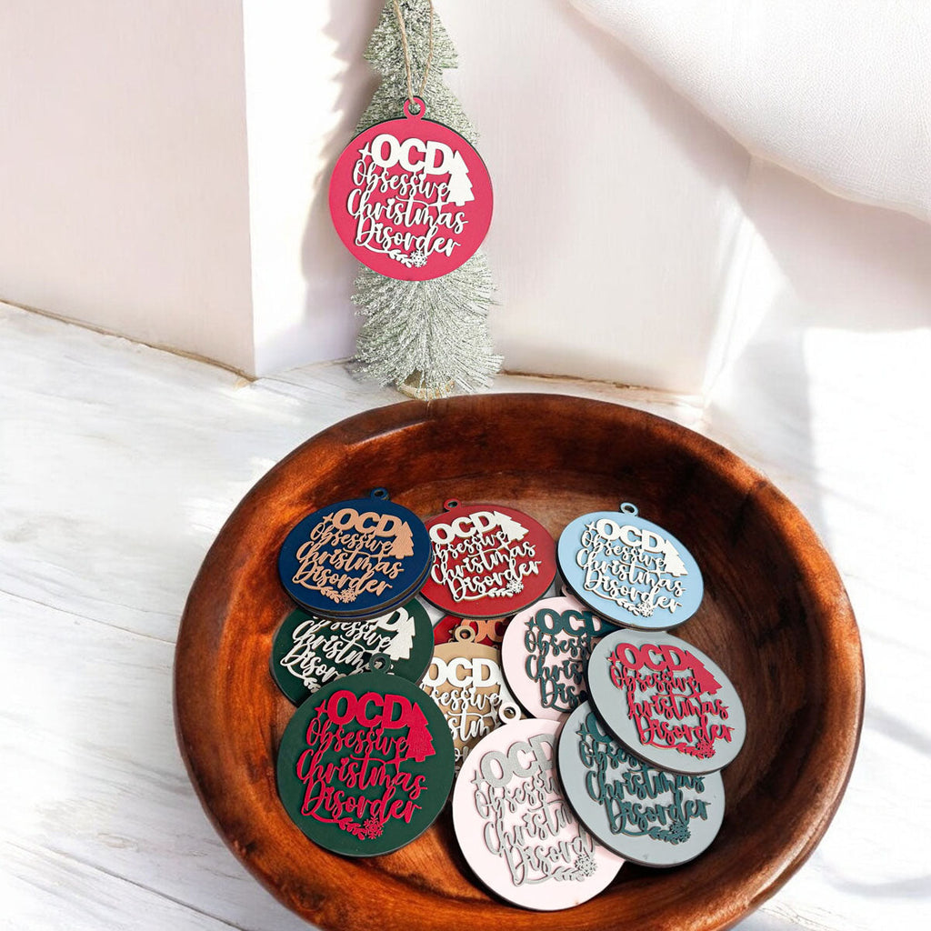 Handcrafted 3D Wooden Christmas Ornaments Imperfect OCD Style Limited Edition Tree Hanging Decor