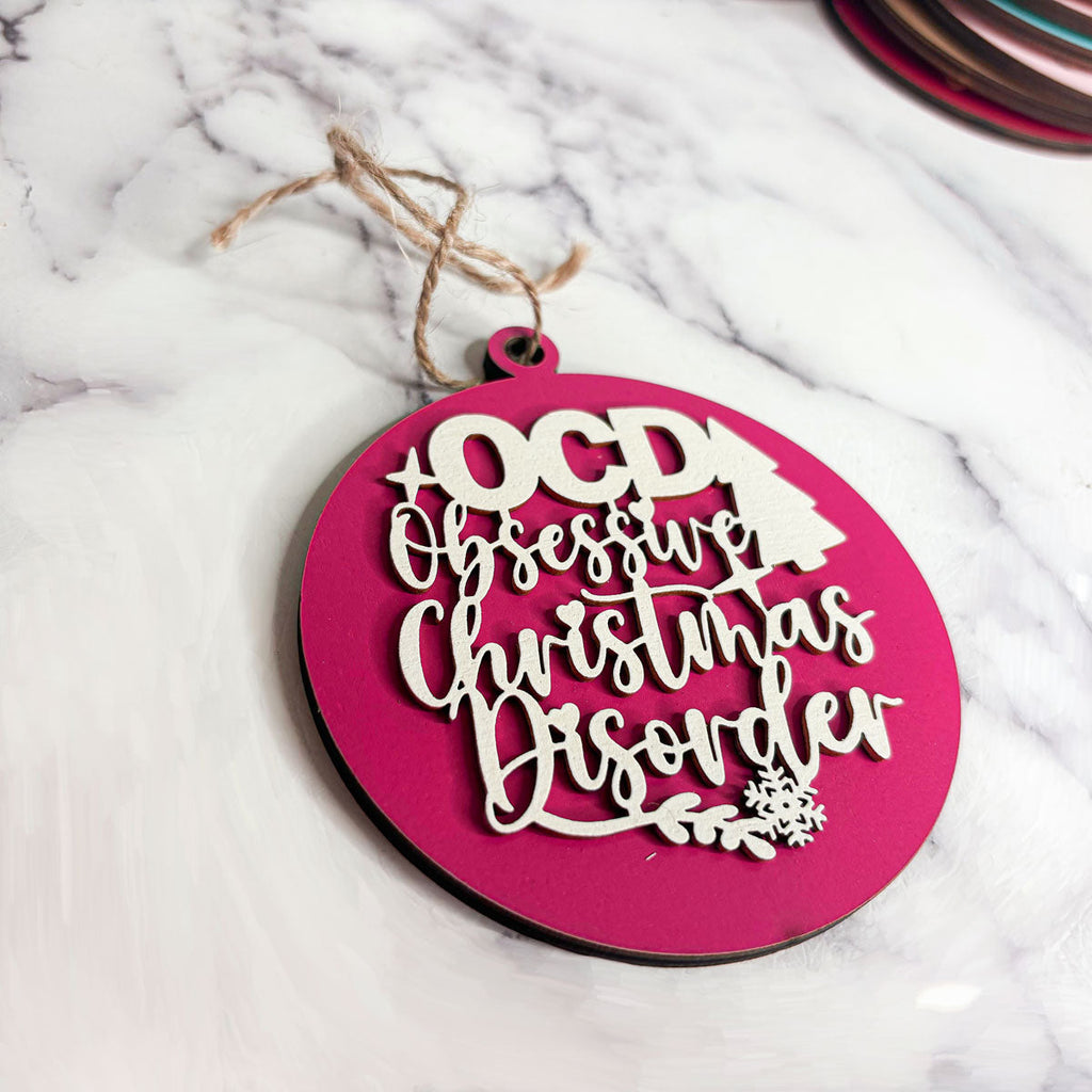 Handcrafted 3D Wooden Christmas Ornaments Imperfect OCD Style Limited Edition Tree Hanging Decor