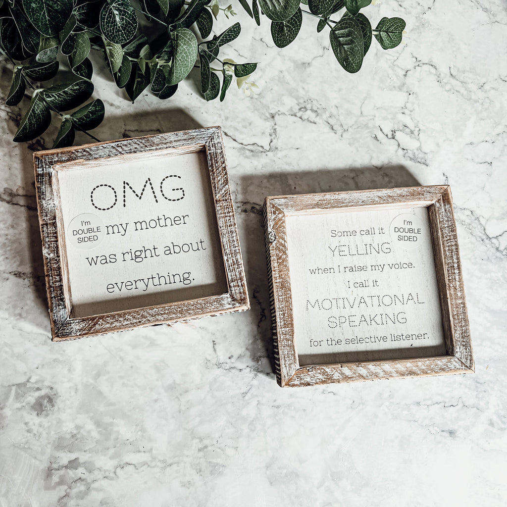 Funny Double Sided 6 Inch Wooden Mom Sign Desk Plaque Home Decor Gift For Mother