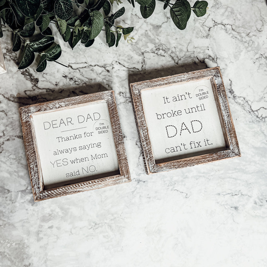 Dad Said Yes Double Sided 6 Inch Wooden Framed Sign Wedding Proposal Photo Prop Keepsake