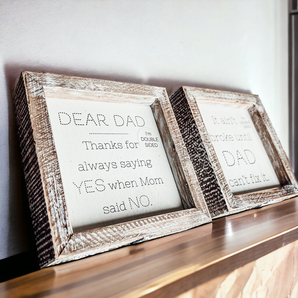Dad Said Yes Double Sided 6 Inch Wooden Framed Sign Wedding Proposal Photo Prop Keepsake