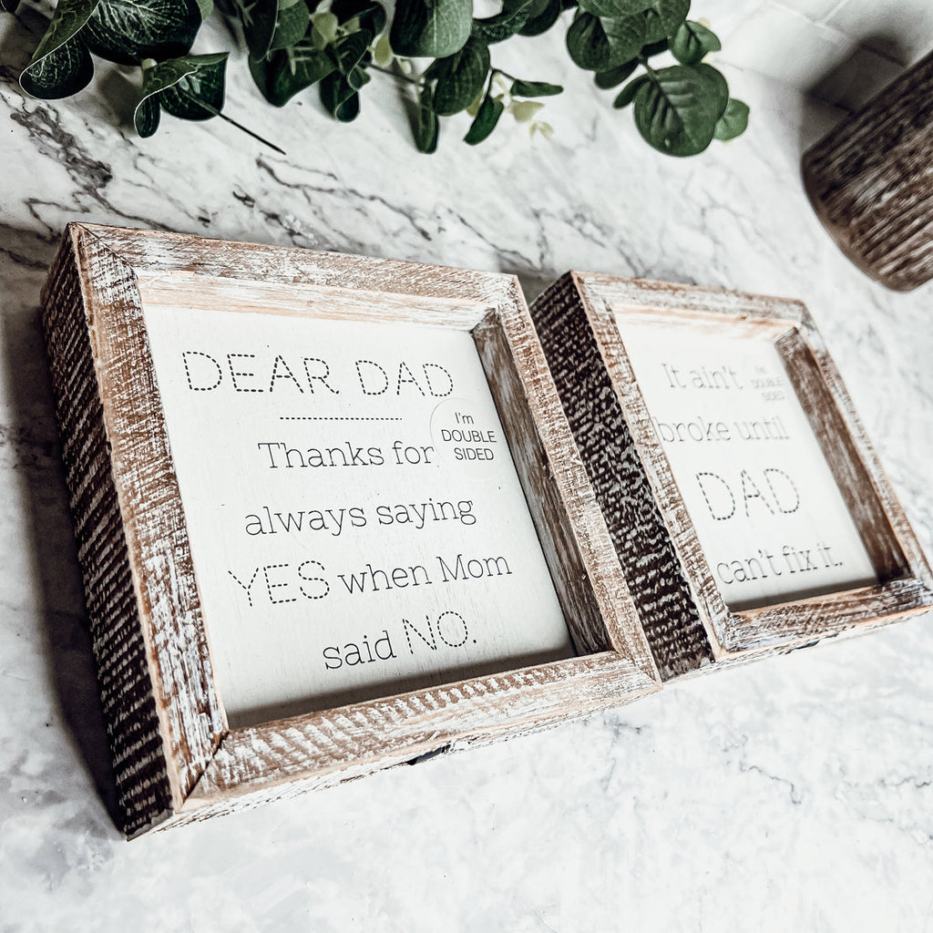 Dad Said Yes Double Sided 6 Inch Wooden Framed Sign Wedding Proposal Photo Prop Keepsake