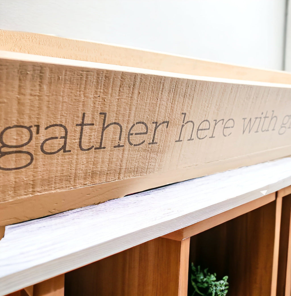 Gather Wooden Tray Long Box Centerpiece 20x12 Rustic Handmade Planter Decorative Storage