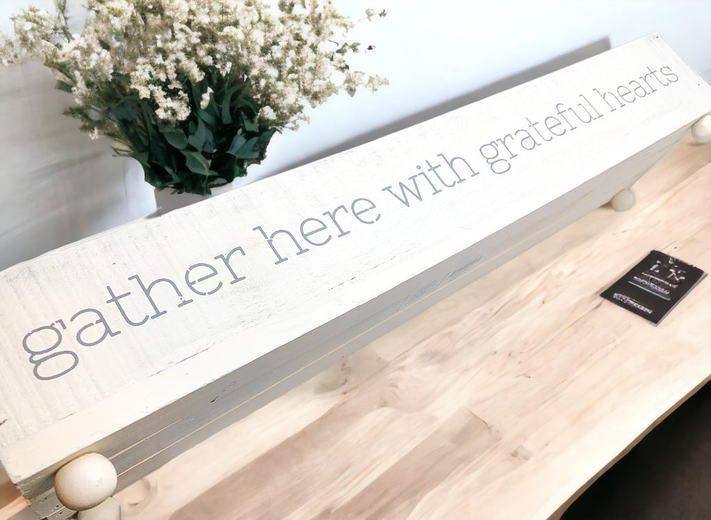 Gather Wooden Tray Long Box Centerpiece 20x12 Rustic Handmade Planter Decorative Storage