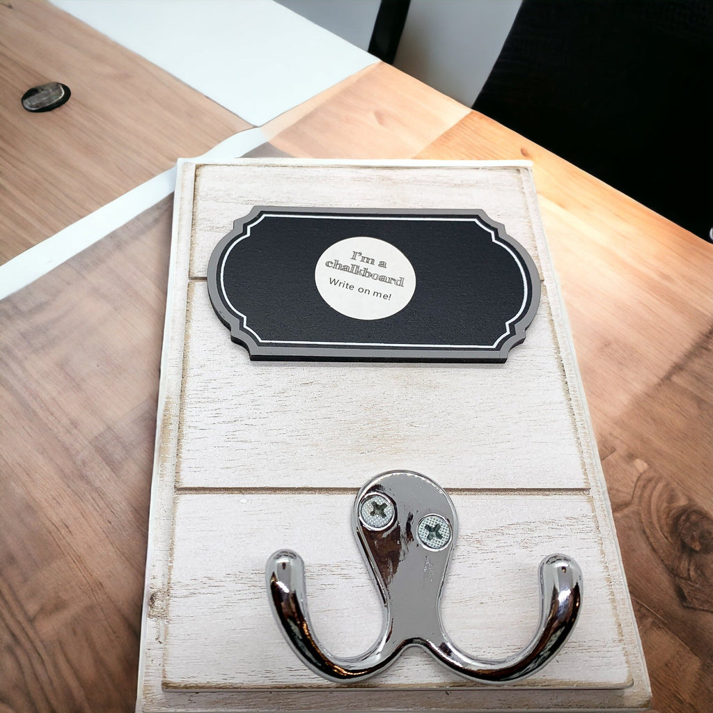 Wood Hookboard With Chalkboard Label And Single Hook For Coats Hats Keys 4.75 x 6.75 x 0.75