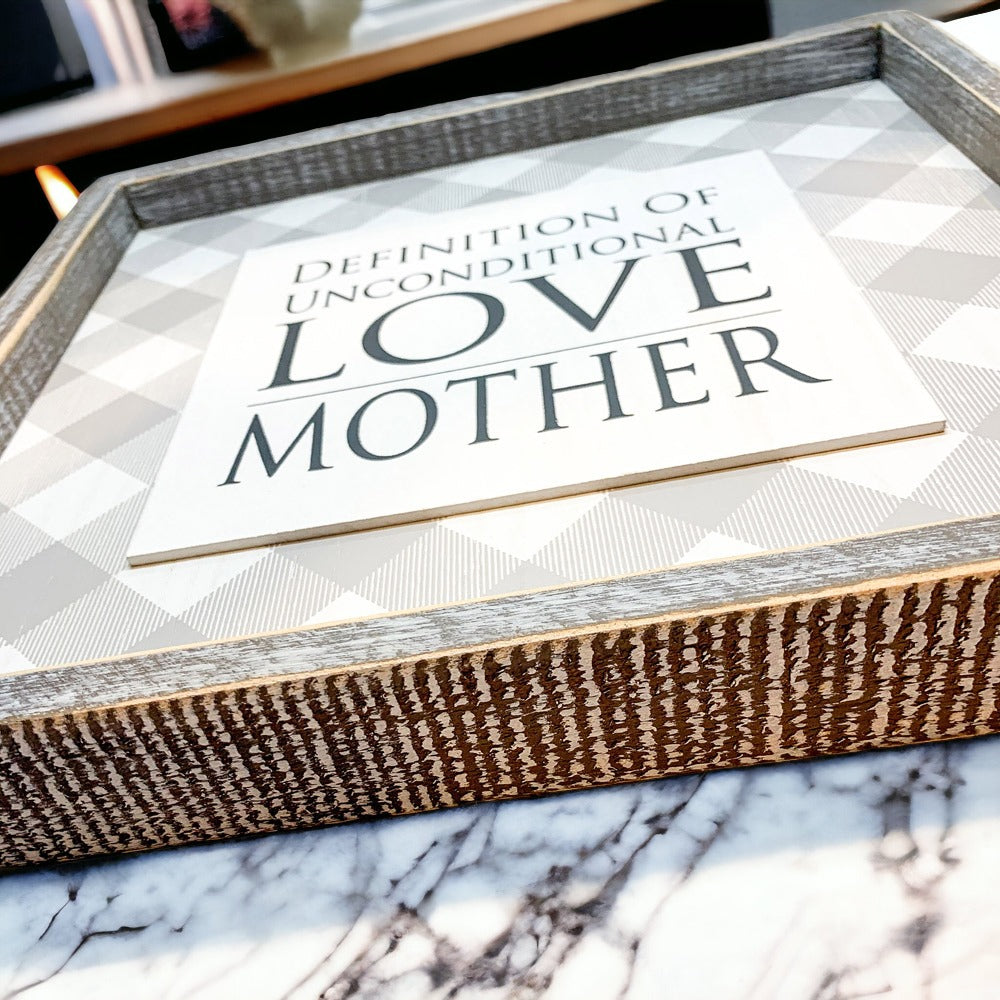 Unconditional Love Wood Sign 12x12 Framed Rustic Mother's Day Gift For Mom Definition Wall Decor