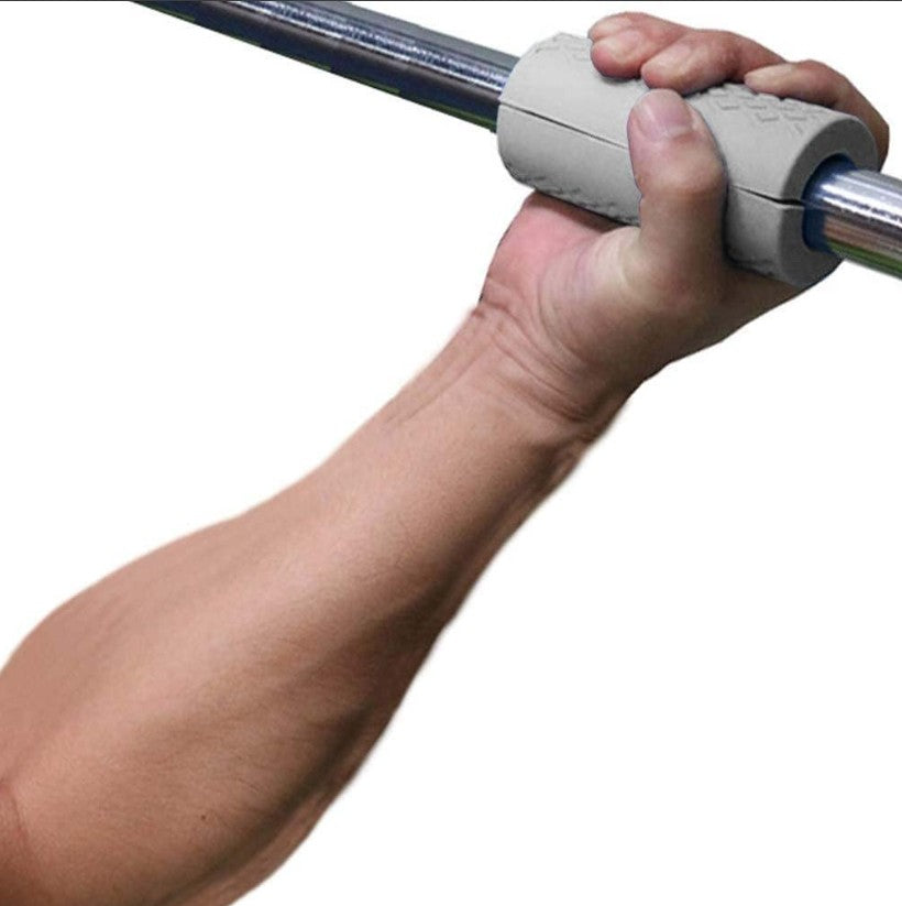 Thick Bar Grips – Fat Grip Adapters for Dumbbells & Barbells – Gray