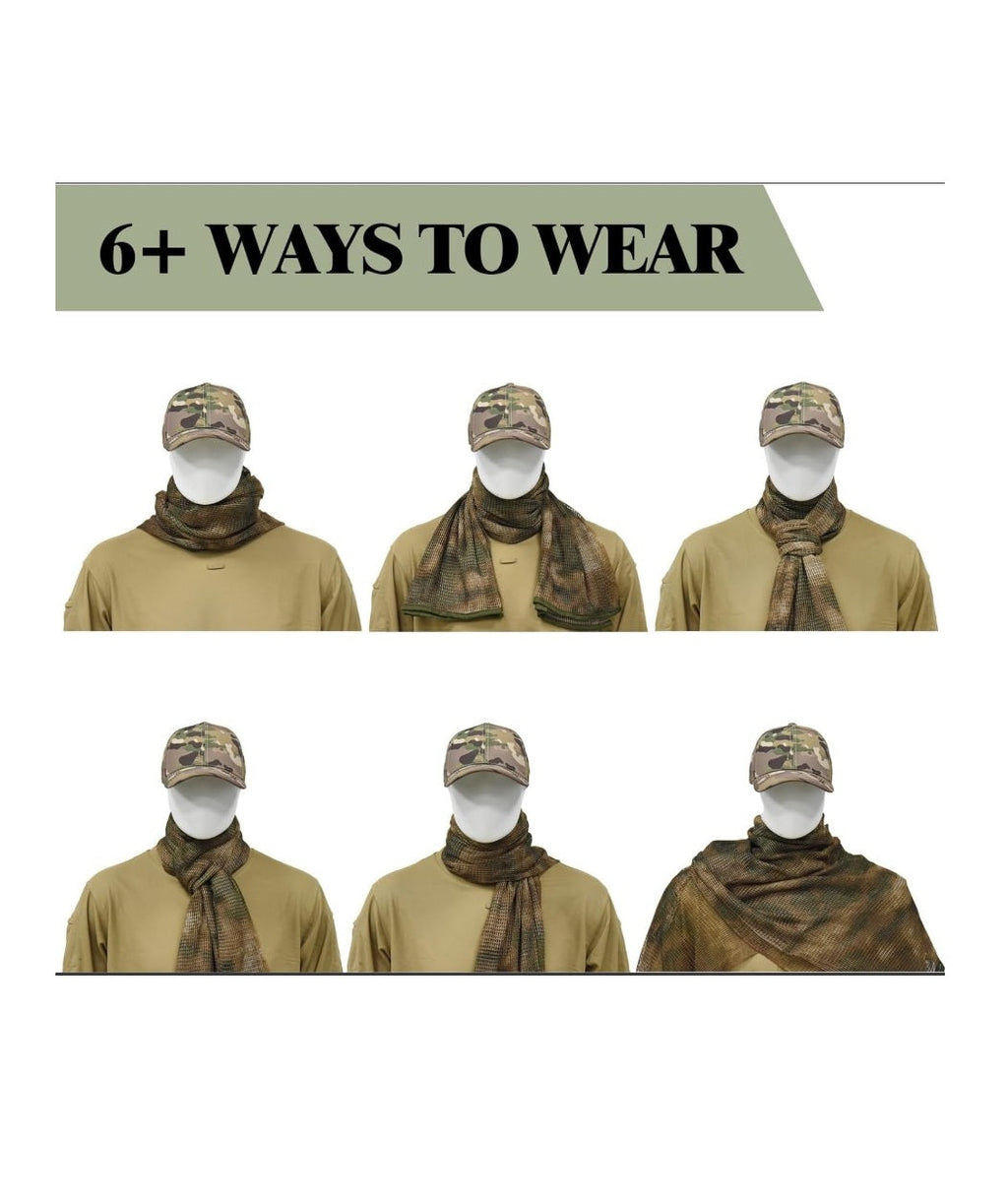 Woodland Jungle Camo Mesh Scarf – Tactical Sniper Veil – 71" x 33" – One Size